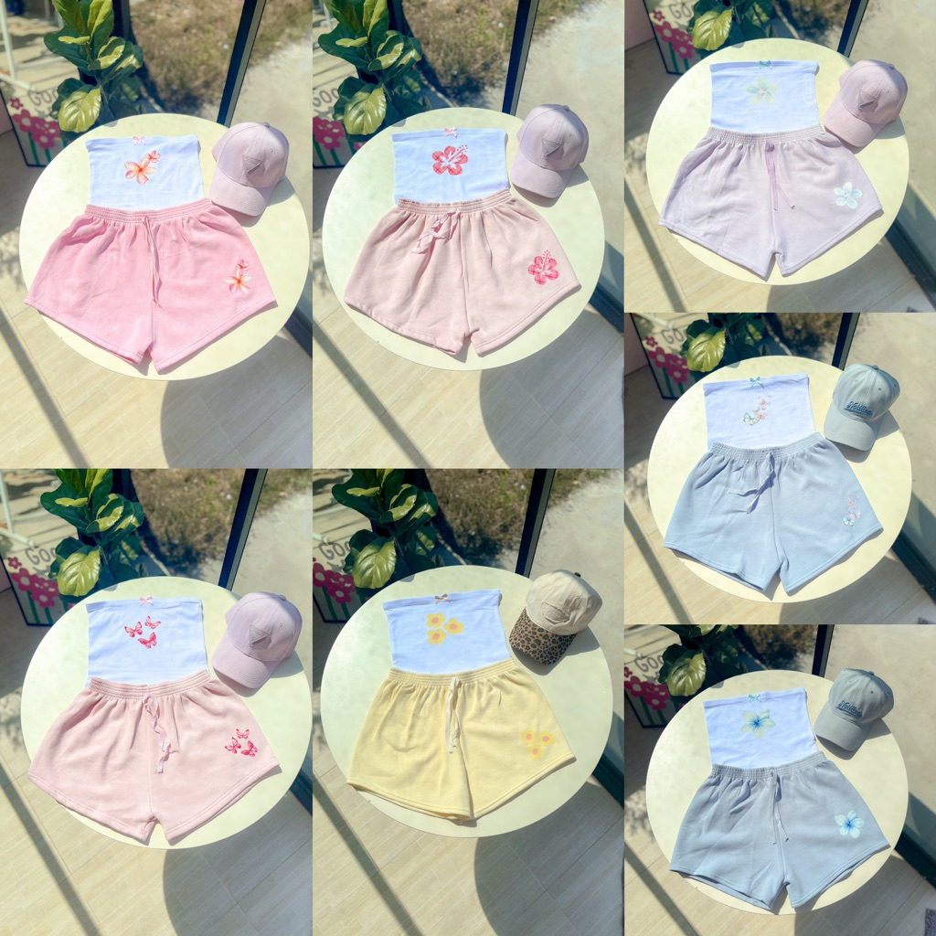 🍒เซ็ตเกาะอก 🍒 น่ารักๆ เซ็ตเที่ยวทะเล summer ชุดเซ็ตสงกรานต์
