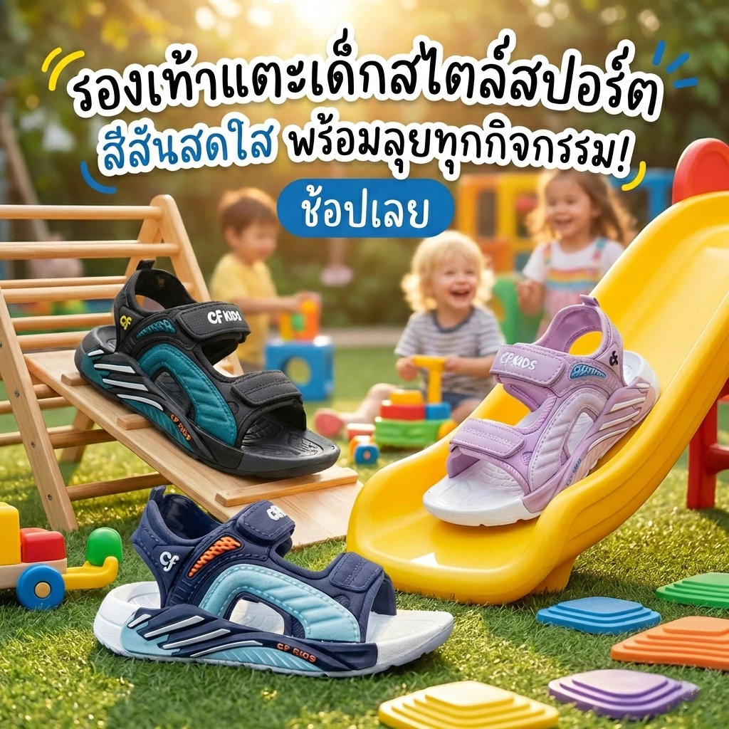 รองเท้าแตะเด็กน่ารัก รัดส้น พื้นนุ่มพิเศษ เดินสบาย ไม่ลื่น