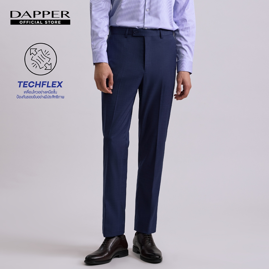 DAPPER กางเกงขายาว TECHFLEX ผ้ายืด ทรง Slim-Fit สีกรมท่า (TB9/NA/132TSP)