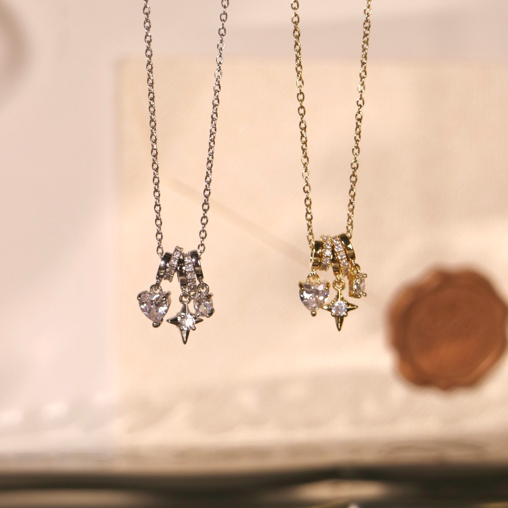 Socrush.bkk | HEART BLINK necklace | SN-030 | สร้อยคอ จี้หัวใจ จี้เพชร สร้อยหัวใจ แสตค