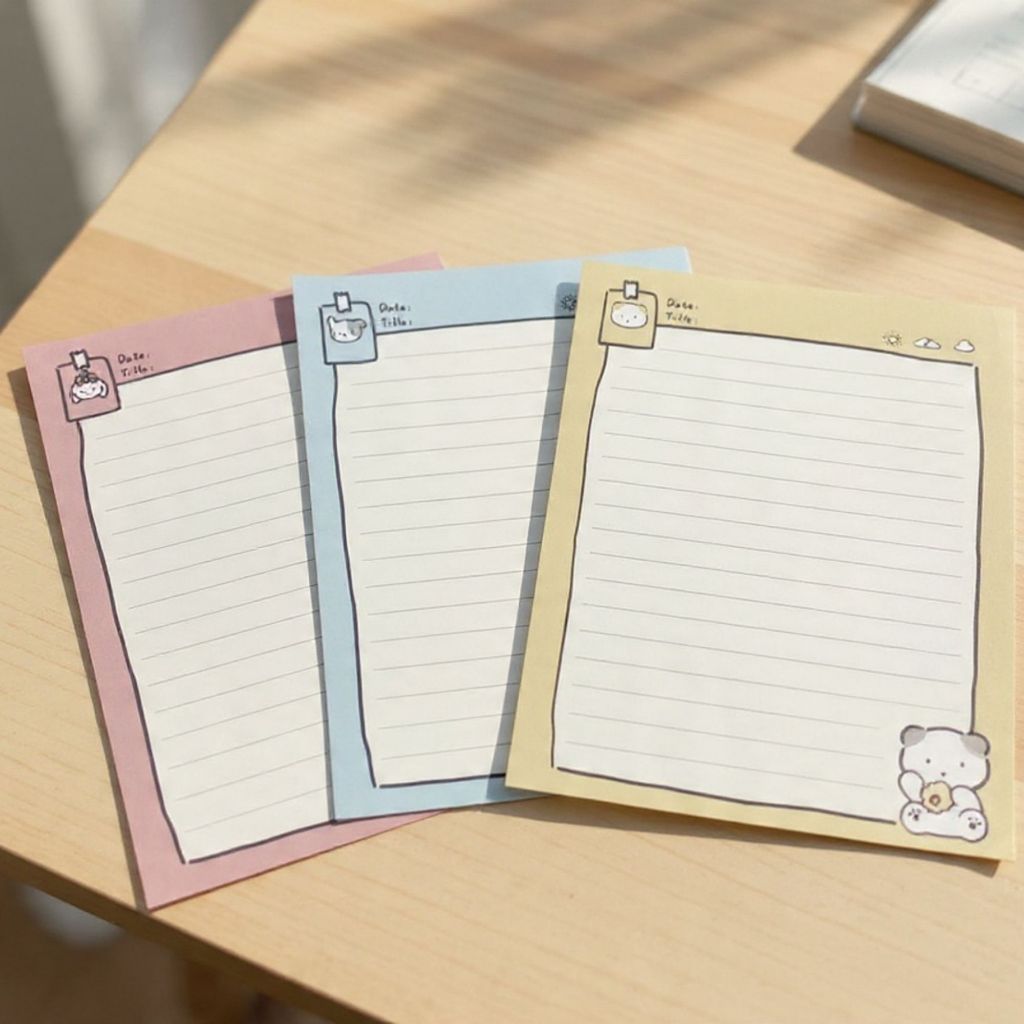 สมุดรายงานโทนสีพาสเทล สมุดฉีก B5 ขนาด 17.4* 25 cm, 30 แผ่น 30 หน้า ใช้บันทึก diary โน๊ต ลายการ์ตูนแมว เกาหลี มินิมอล