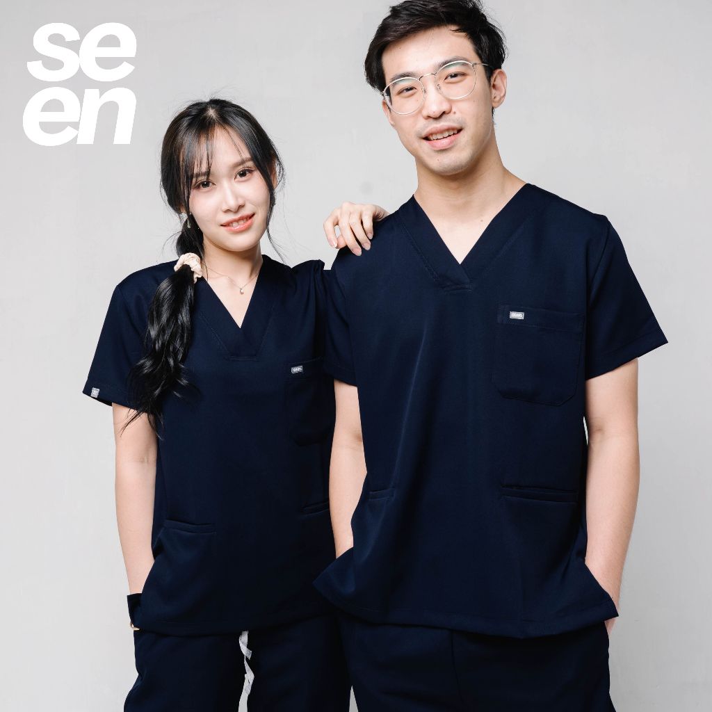 ชุดสครับ เสื้อสครับ Unisex สี Navy รุ่น Comfort