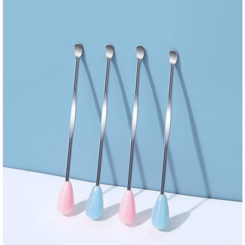 EARPICK-MINI 🥠ไม้แคะหูสเตนเลส ขนาดมินิด้ามสั้น ที่แคะหู ด้ามสแตนเลสทั้งชิ้น เคลือบจุกพลาสติกด้านท้าย🥠