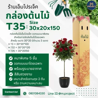 กล่องต้นไม้ T32 ( สำหรับต้นไม้ถุง 2ต้น ) ขนาด 30*20*120 ซม. แพ็ค 10 ใบ จัดส่งออกได้ทุกวัน