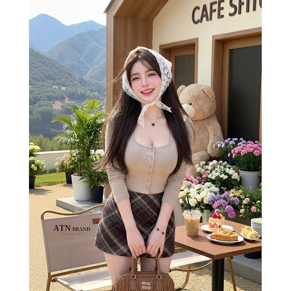 ATN(เช็คก่อนสั่ง) ชุดset2ชิ้น เสื้อแขนยาวแต่งกระดุม+กระโปรง สวยน่ารักมาก(XS-L) - รูปที่ 2