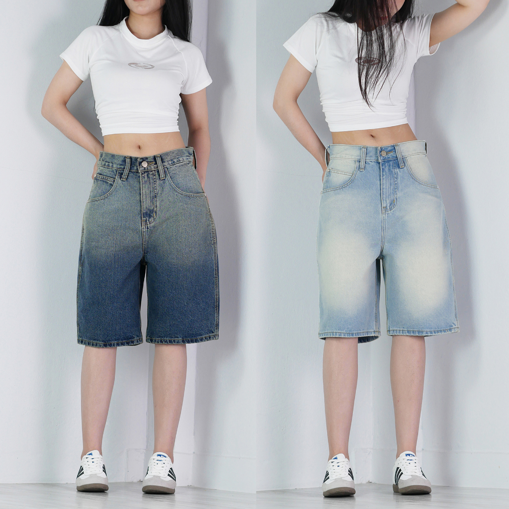 VALAW - Semi Barrel Jort กางเกงยีนส์ทรง Jort