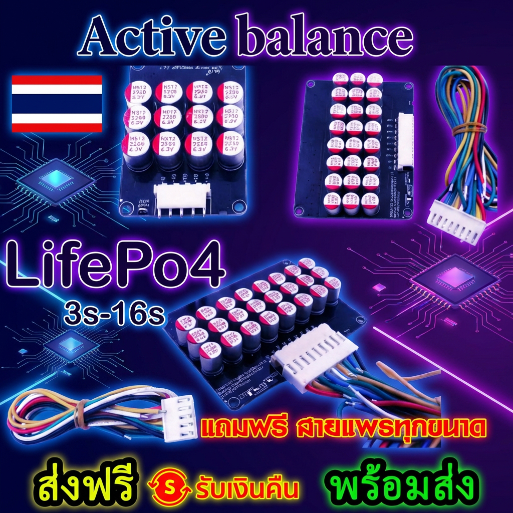 16S Active Balance 5A บอร์ดเเอคทีฟบาลานซ์ สำหรับ LiFePo4 Li-ion