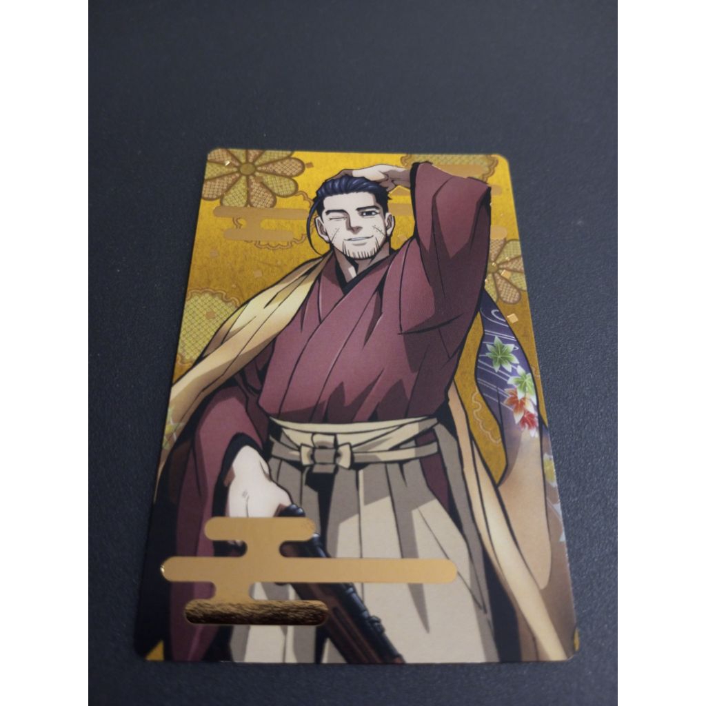 การ์ดจากอนิเมะ Golden Kamuy โดยร่วมมือกับห้าง Don Quijote ญี่ปุ่น ตัวละคร Ogata Hyakunosuke ปั๊มฟลอย