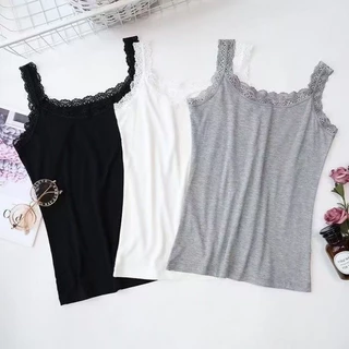 เสื้อสายเดี่ยว แต่งลูกไม้ เสื้อซับในแฟชั่นผู้หญิง ผ้ายืด ใส่สบาย มีหลายสี (CL-048)