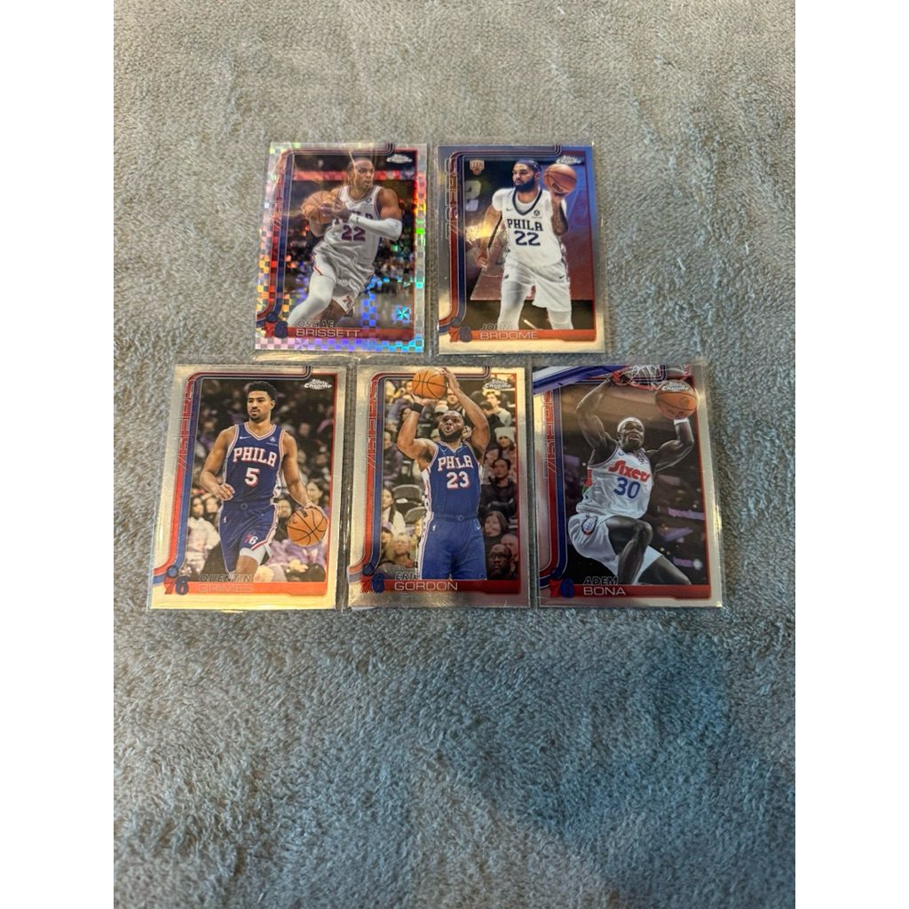 การ์ด Topps chrome Basketball Team Philadelphia 76ERS(X-Fractor,base)