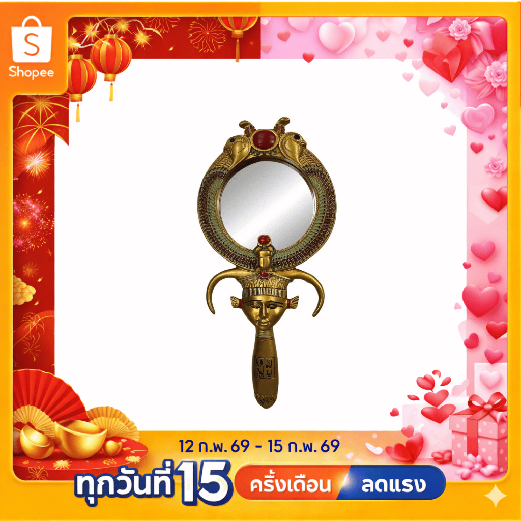 JAPARA จาปารา กระจกแบบมือถือ Hand mirror ชุด เทพี ฮาร์เธอร์ สีทอง