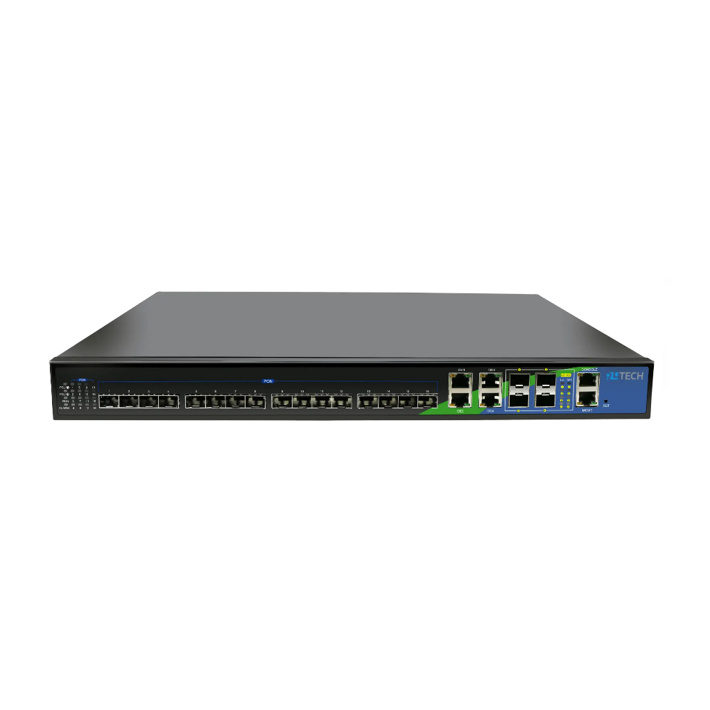 RLTECH RL8016G GPON OLT 16PON 1U | Uplink 4xGE RJ45 + 4x10G SFP+ | Split 1:128 | รองรับสูงสุด 2048 U