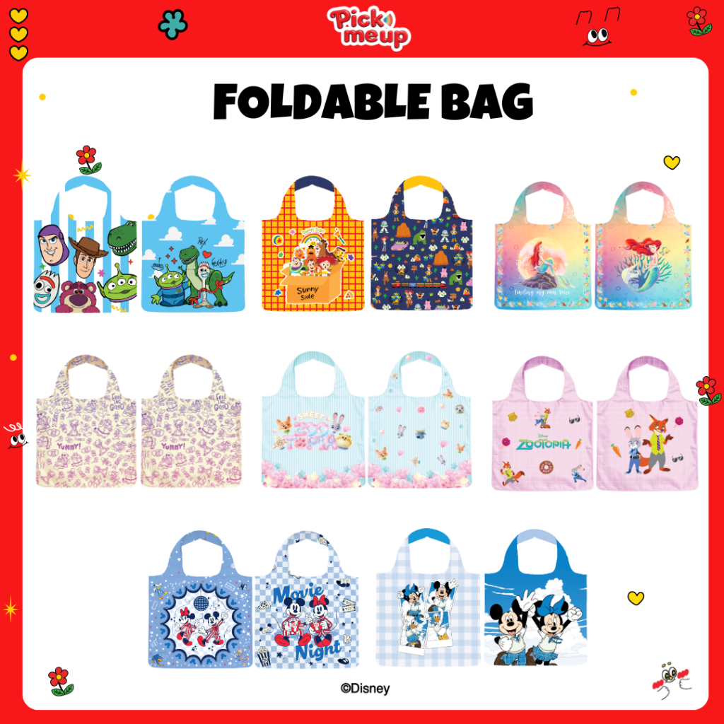 PickMeUp กระเป๋าพับได้ Foldable Bag ลาย Disney Characters