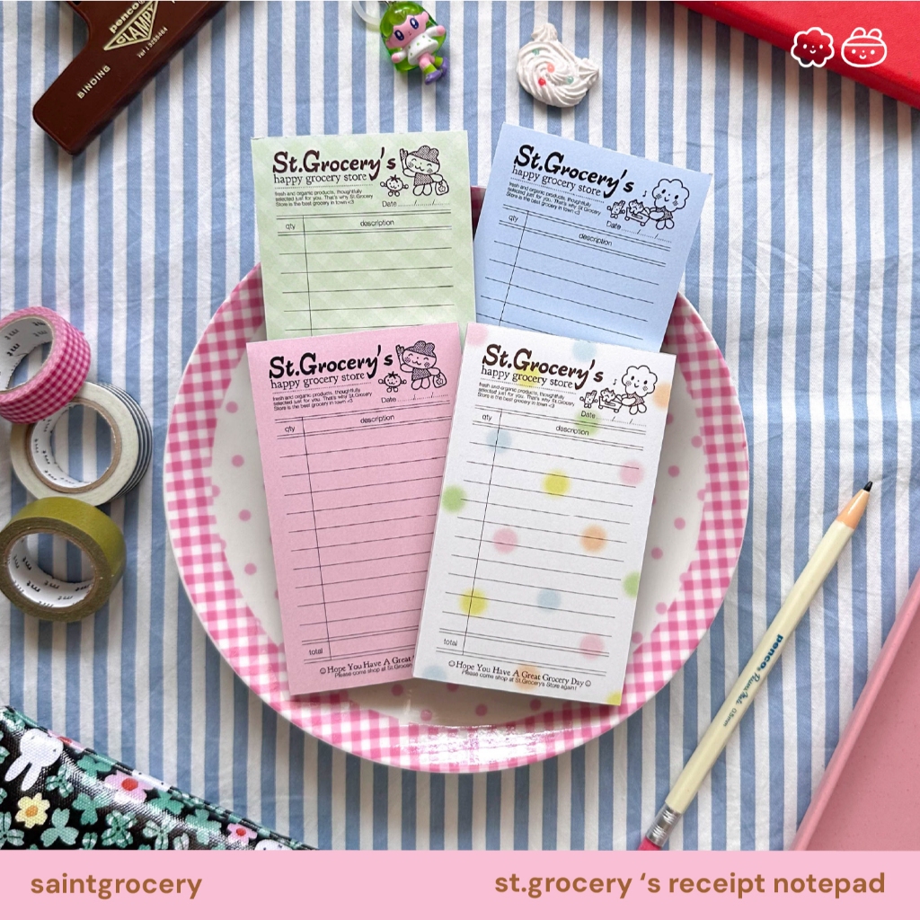 กระดาษโน๊ตแบบฉีก ไม่มีกาวในตัว st.grocery's receipt notepad | saintgrocery