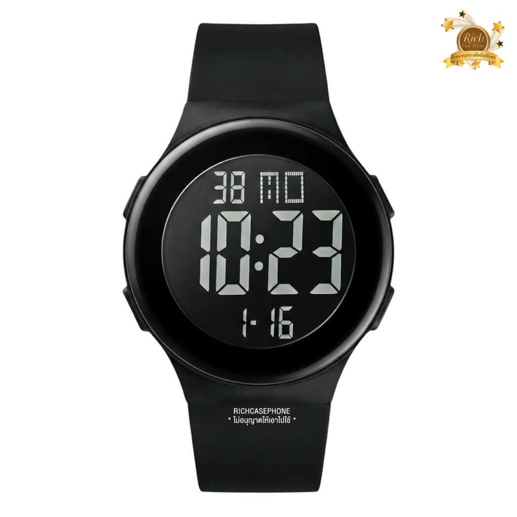 นาฬิกาข้อมือ TOMI - โทมิ แท้ รหัส TM1 กันน้ำ 100% ไฟ LED เต็มจอ หน้าปัดกลม 42 MM. สายซิลิโคนเรซิ่น มี 15 สี