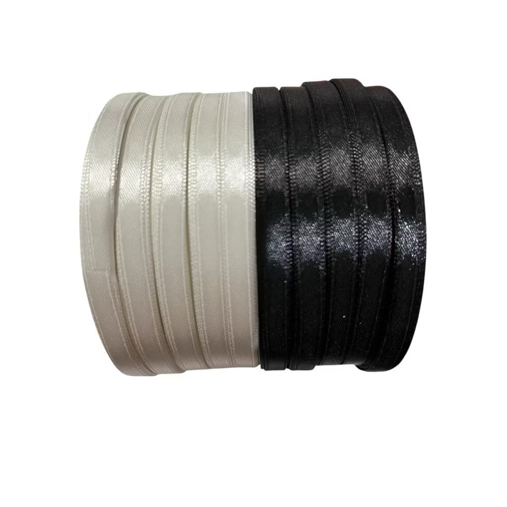 ริบบิ้นซาติน 7 มิล ขาว/ดำ/สี ขายปลีก 100 ซม 8 บาท(เมตรละ 8 บาท)