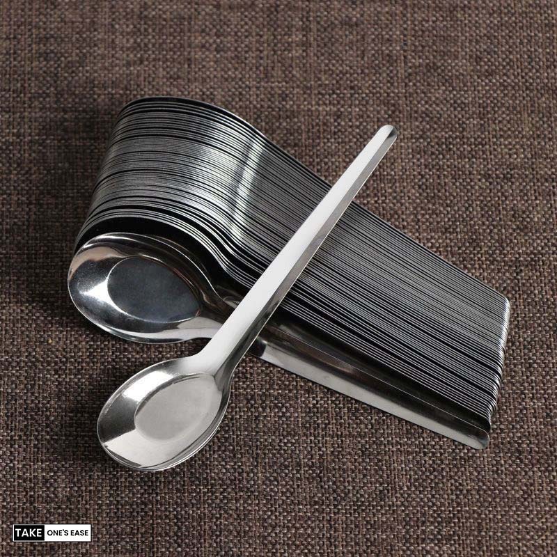 TAKE.ONE.S.EASE【ซื้อเยอะแถมเยอะ】ช้อนยาวสแตนเลส พร้อมแม่เหล็กยาว ช้อนในโรงอาหาร - รูปที่ 4