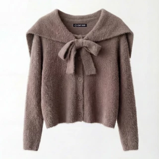 CO1205 | Sailor Collar Tie Knit Cardigan