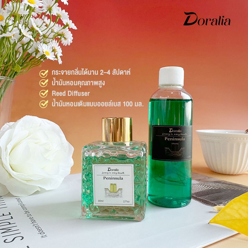 【Doralia】ชุดก้านไม้หอมระเหย + น้ำหอมรีฟิล กลิ่นหอมทน อโรม่า น่ารัก