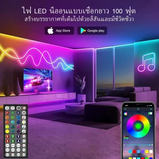ไฟสายนีออนไล่สี RGB แถบไฟ LED นีออน RGBIC อัจฉริยะพร้อมโหมดไล่ตามเพลง ไฟ LED ยืดหยุ่นกันน้ำแบบ USB สำหรับตกแต่งห้อง