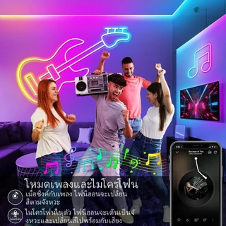 ไฟสายนีออนไล่สี RGB แถบไฟ LED นีออน RGBIC อัจฉริยะพร้อมโหมดไล่ตามเพลง ไฟ LED ยืดหยุ่นกันน้ำแบบ USB สำหรับตกแต่งห้อง