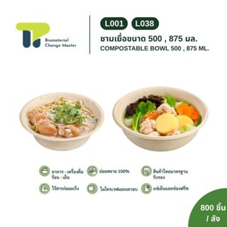 [ยกลัง]ขายดี! ชามชานอ้อย ไบโอ ถ้วยใส่อาหาร ทนทาน ไม่ยวบ ไม่ย…