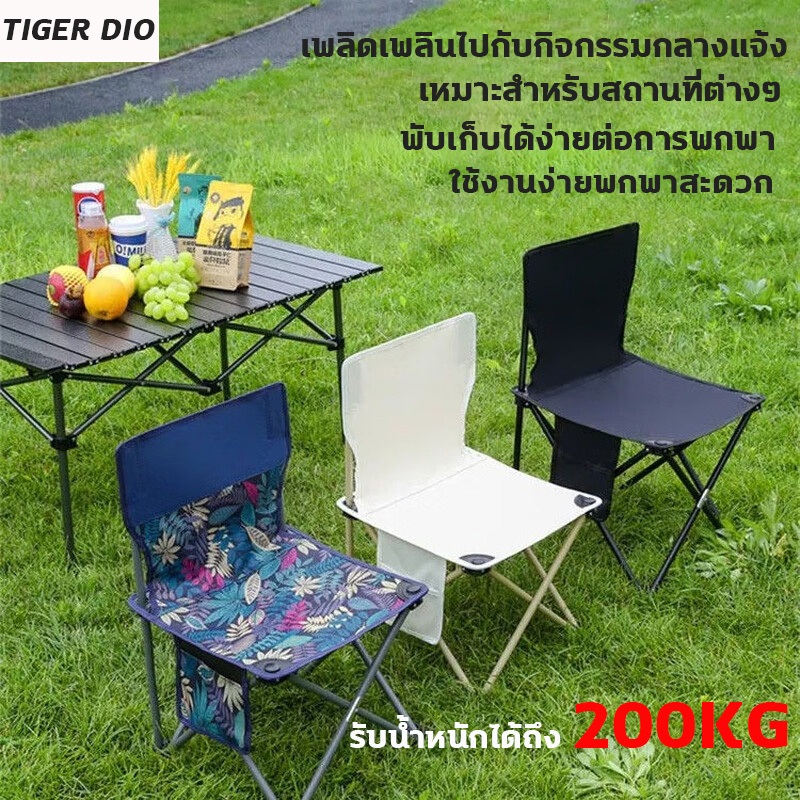 [ รุ่นหลังพิง ] เก้าอี้แคมป์ปิ้ง เก้าอี้สนามพกพา camping Chair เก้าอี้ตกปลา ไปเที่ยว แคมป์ปิ้งสบายๆ มีกระเป๋าสะพาย แข็งแ