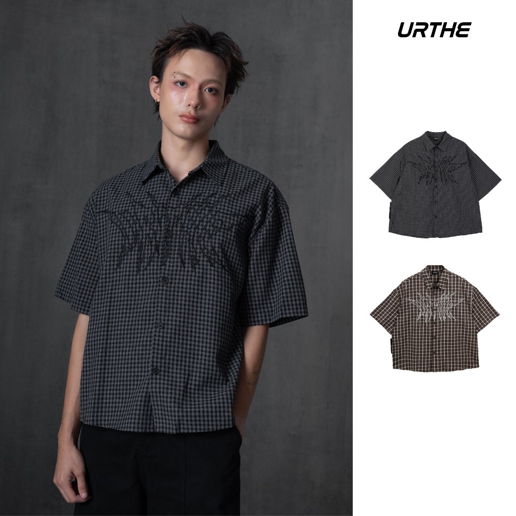 URTHE - เสื้อเชิ้ต เเขนสั้น รุ่น SOCIAL ORGANISM SHIRT