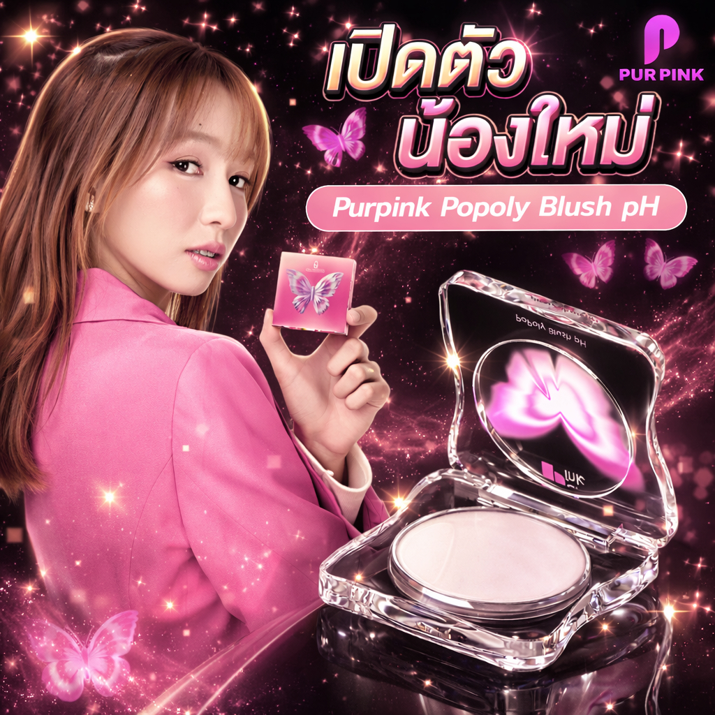 Purpink Popoly  Milky Strawberry Blush pH (เพอร์พิงค์ โพโพลี่ มิลค์กี้ สตรอว์เบอร์รี่ บรัช พีเอช)