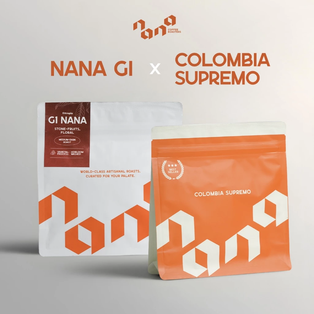 เซ็ตเมล็ดกาแฟคั่วกลาง คั่วเข้ม (Nana G1 x Colombia Supremo) by Nana Coffee Roasters