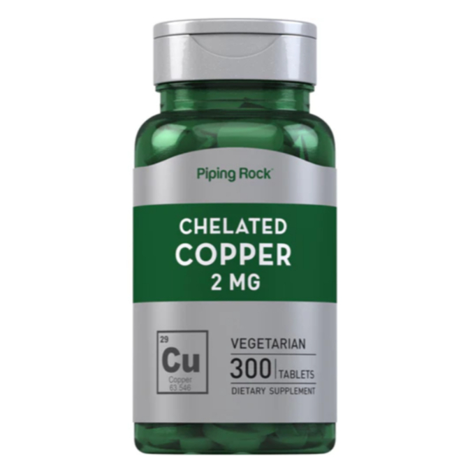 ทองแดง  คอปเปอร์ 2 mg 300 เม็ด Chelated Copper (Amino Acid Chelate) Piping Rock