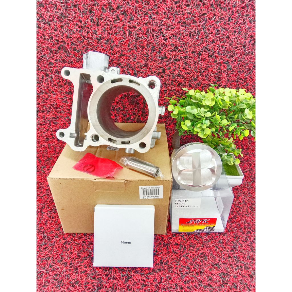 ชุดเสื้อสูบ PCX160 LEAD giorno ใส่รูป LHK 60 61 62 66 (P) (บ่าเต็มปลอกยาว) พร้อมเจาะรูน้ำท้ายปลอกยาว