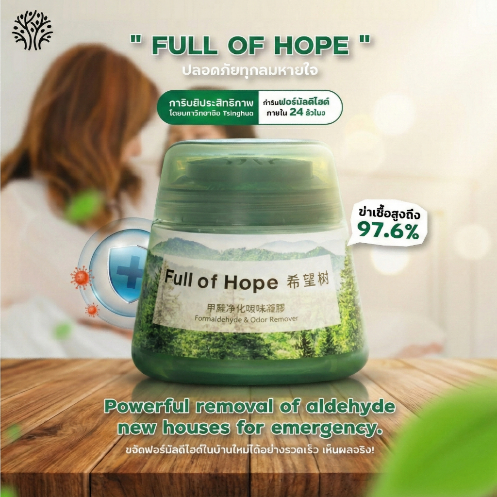 Full of Hope ฟูลออฟโฮป เจลกำจัดกลิ่นไม่พึงประสงค์ ฟอร์มาลดีไฮด์ กลิ่นสีทาบ้าน เฟอร์นิเจอร์ กลิ่นตู้