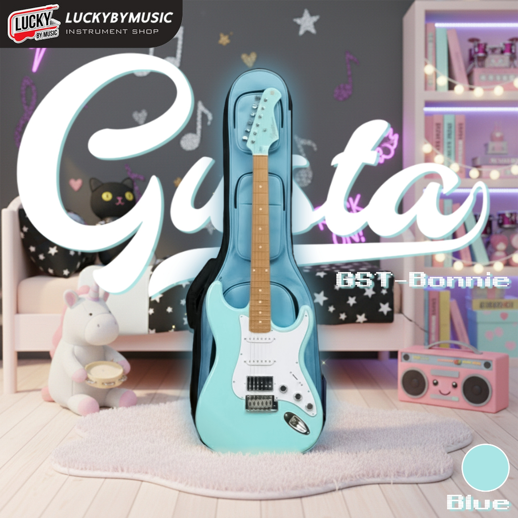[โค้ดลด1000-🔥📸] Gusta กีตาร์ไฟฟ้า GST-Bonnie ขนาด 22 เฟรต ทัชชิ่งจับง่าย กีต้าร์ไฟฟ้า แถมฟรี ซอฟเคสG