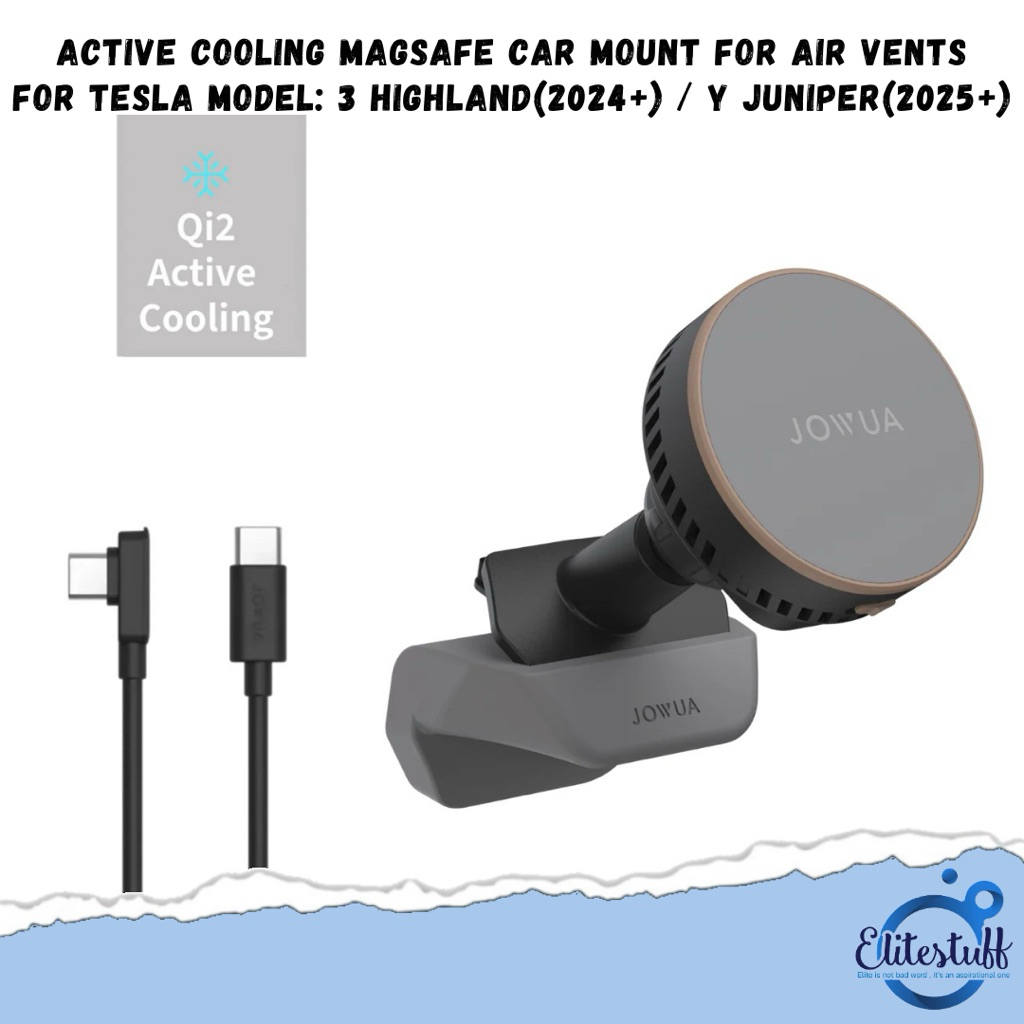 Jowua Active Cooling MagSafe Car Mount for Air Vents for Tesla Model: 3HL / Y JNP - แท่นชาร์จพร้อมระ