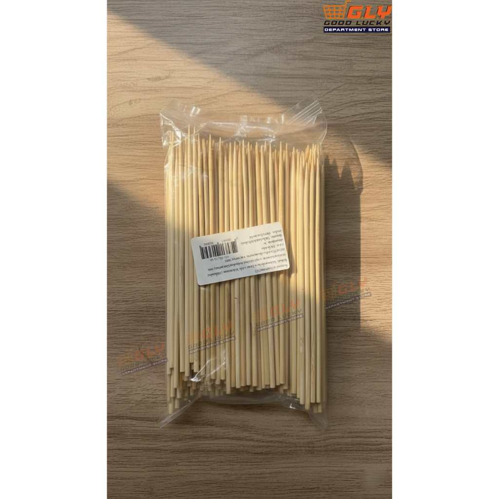 SS-06-ZQ-S ไม้เสียบลูกชิ้น ขนาด3.0มม X6นิ้ว ไม้แฟลม 200ชิ้น/แพ็ค