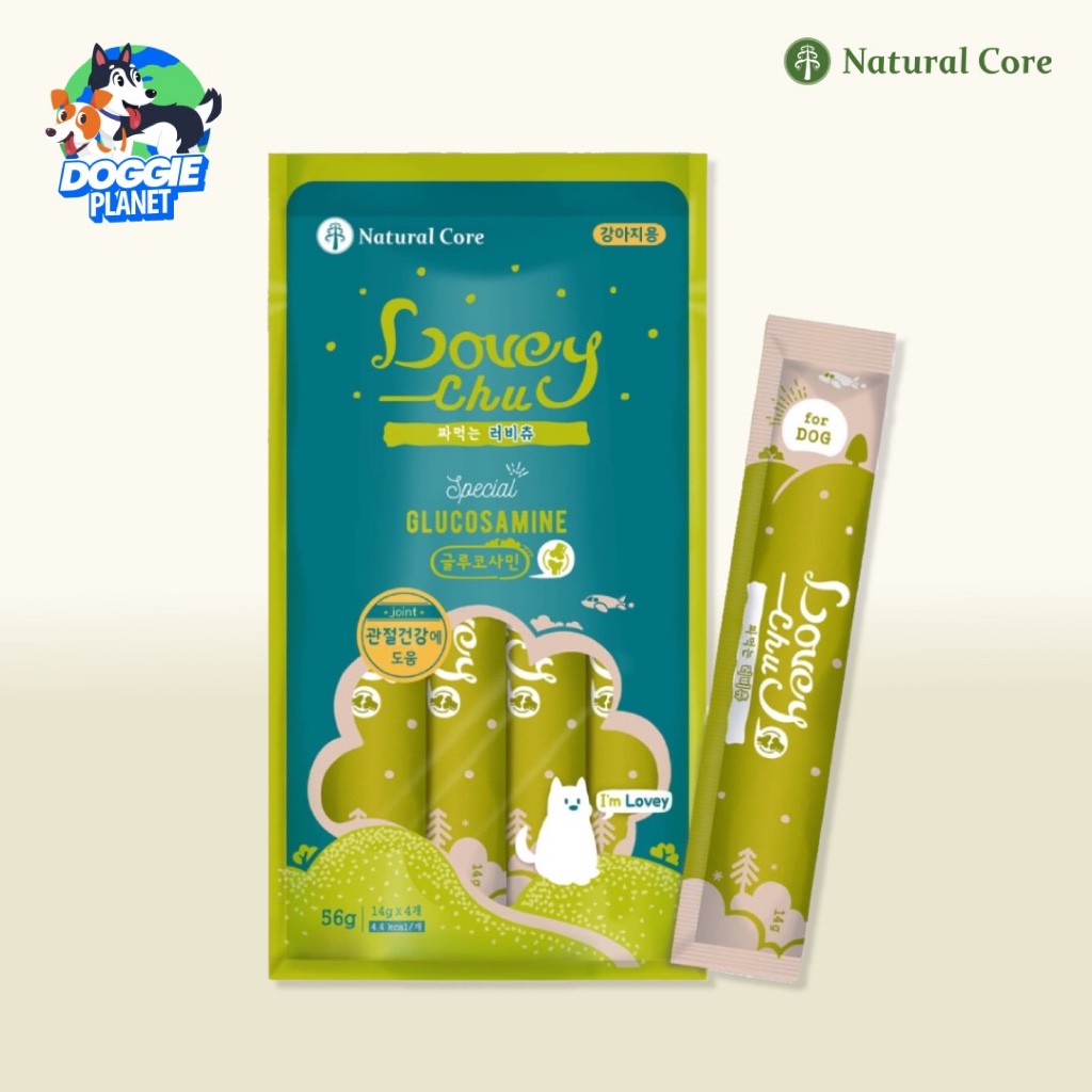 Natural Core Lovey Chu ขนมสุนัขเลีย สูตรไก่ & กลูโคซามีน บำรุงข้อต่อ 56 ก.