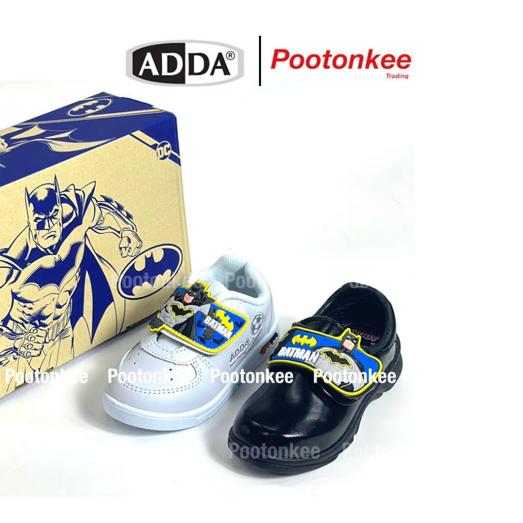 ADDA  รุ่น 41N20 / 41a20 *มีไฟ* รองเท้านักเรียนชาย หนังดำ พละ ลาย Betman ไซส์ 25-35