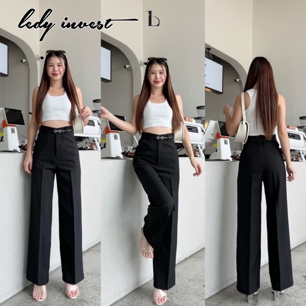 LT01 รุ่น กางเกงขากระบอกกลาง กางเกงเอวสูง ผู้หญิง ผ้านิ่มใส่สบาย