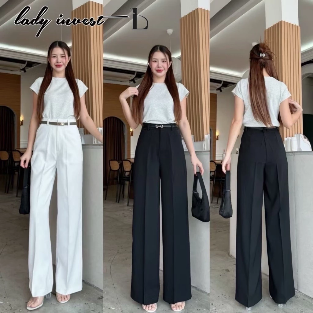 LT21 กางเกงทรงกระบอก ใหญ่ กางเกงเอวสูง ผู้หญิง สูง 175 ใส่แล้วขาไม่ลอย ทรงสวย ผ้านิ่มทิ้งตัว