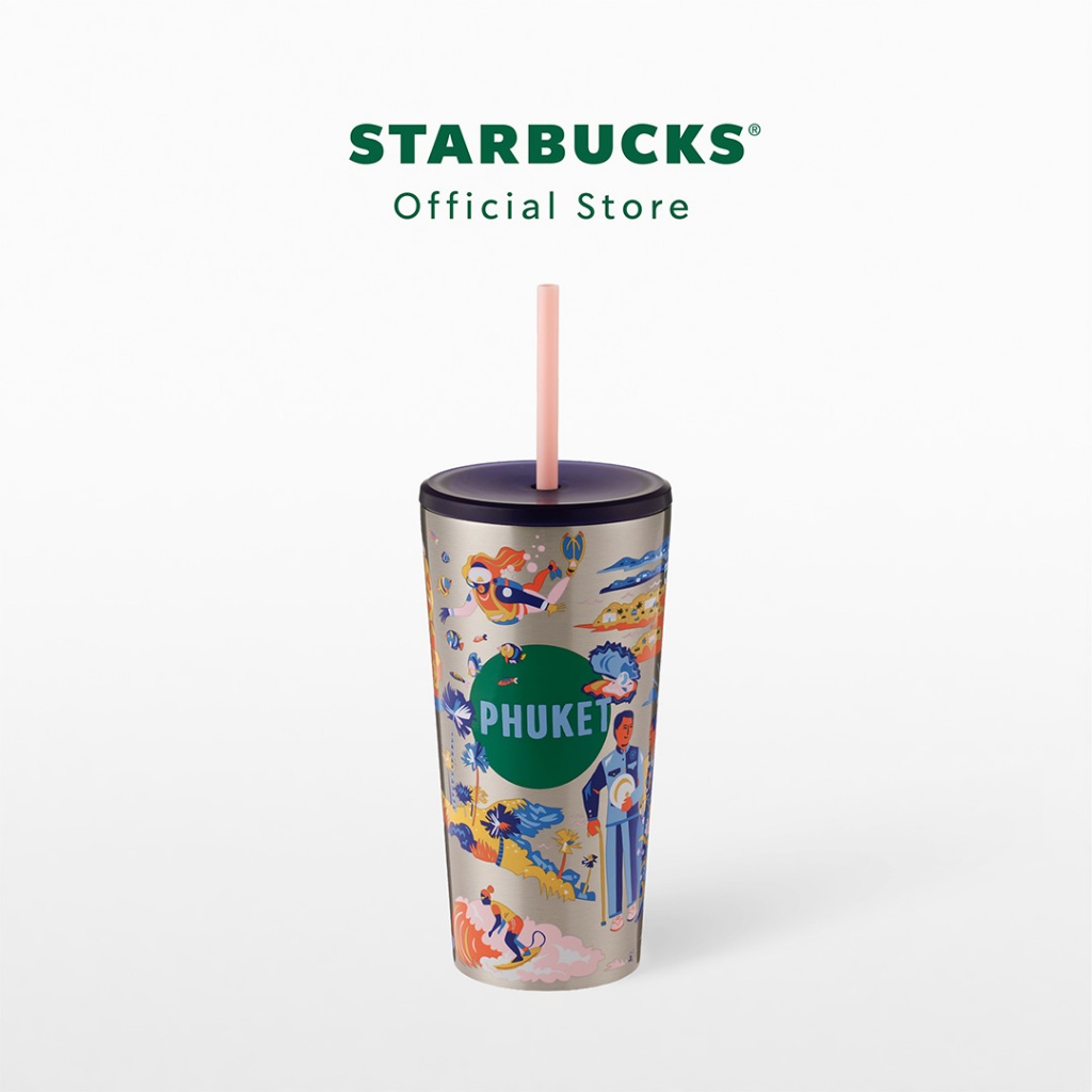 Starbucks Stainless Steel Phuket Discovery Cold Cup 16oz. ทัมเบลอร์สตาร์บัคส์สแตนเลสสตีล ขนาด 16ออนซ์ A11180040