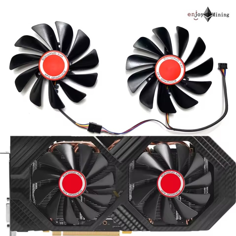พัดลมการ์ดจอ XFX RX 580 590 588 584 Black Wolf graphics card cooling fan CF1010U12S
