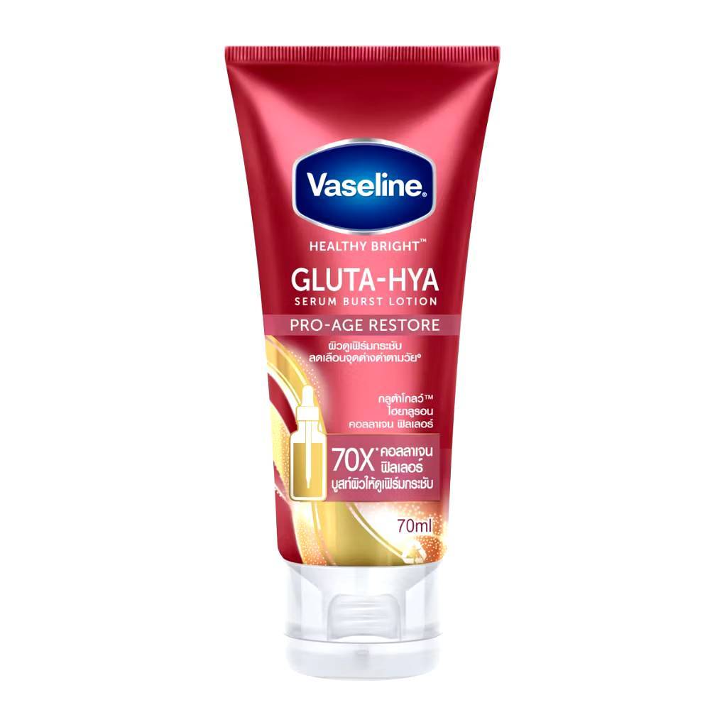 Vaseline Gluta-HYA  serum Pro-age restore วาสลีน กลูต้า-ไฮยา เซรั่ม โลชั่น ลดเลือนริ้วรอย จุดดำตามวัย ขนาด 70 ml
