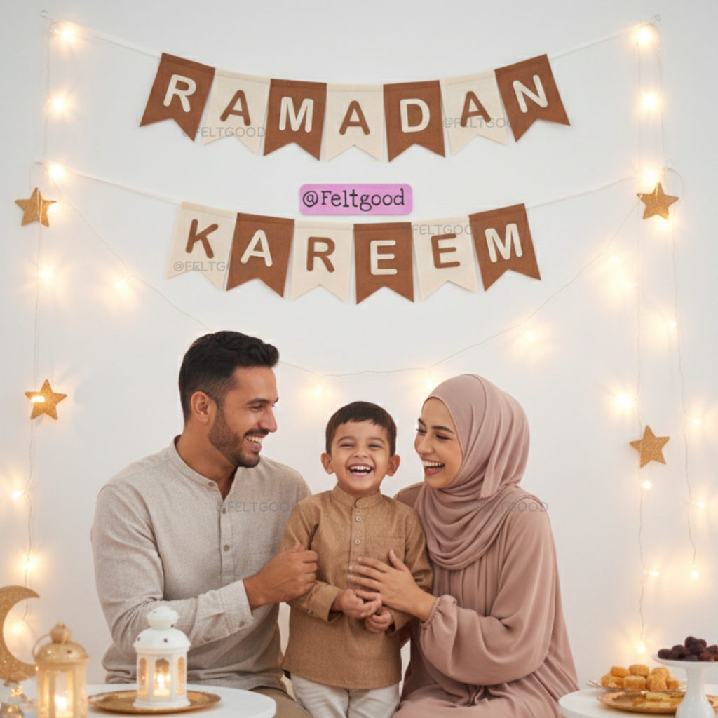 **ส่งด่วนได้** ป้ายแต่งบ้านเทศกาลรอมฏอน RAMADAN MUBARAK ทำจากผ้าสักหลาด งานแฮนด์เมด เก็บไว้ใช้ซ้ำได้ - รูปที่ 2