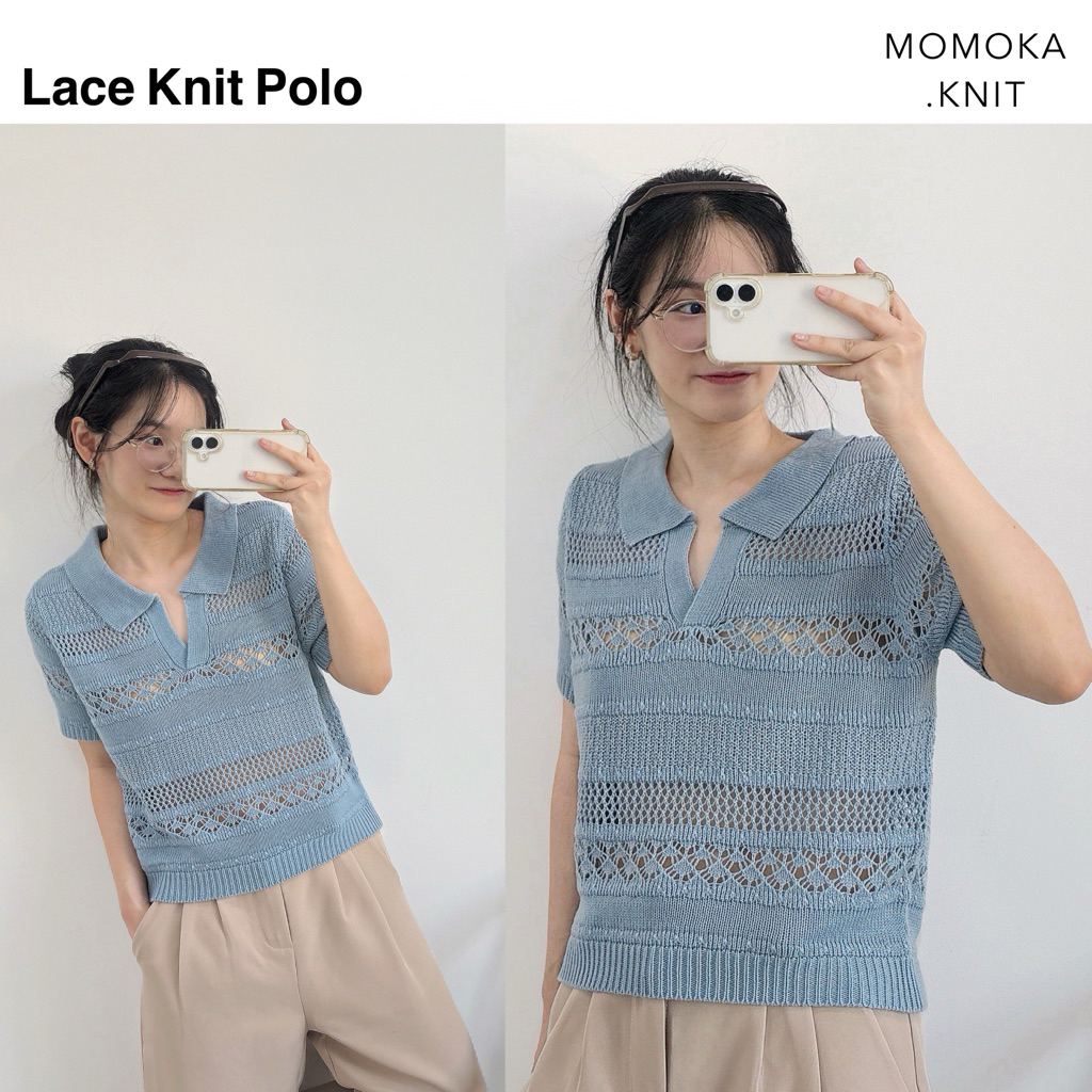 MOMOKA.KNIT🍑 เสื้อ Lace Knit Polo