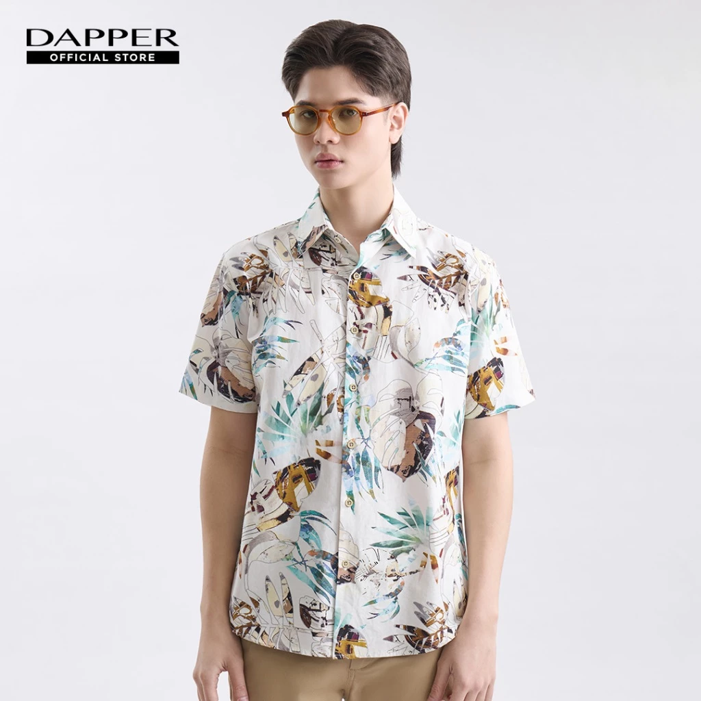 DAPPER เสื้อเชิ้ตแขนสั้น Urban Tropics Print Shirt สีครีม (BCS/CR/591TP)