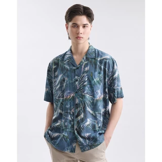 DAPPER เสื้อเชิ้ตแขนสั้น ฮาวาย Coco Shade Print Shirt สีกรมท่า (BCS/NA/590HP)