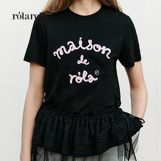 ROLAROLA - MAISON DE ROLA EMBROIDERY T-SHIRT (BLACK ,CHARCOAL , MELANGE GRAY , NAVY , PINK , WHITE , WHITE+NAVY)