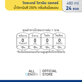 VITADAY วิตอะเดย์ วิตามิน วอเตอร์ น้ำวิตามินซี 250% กลิ่นฮันนี่เลมอน 480 ml x 24 ขวด