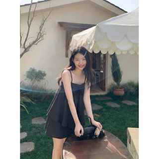 conycolours | hunny ribbin set dress ชุดเซตเสื้อสายเดี่ยว+กระโปรง ผูกโบว์ด้านหน้า